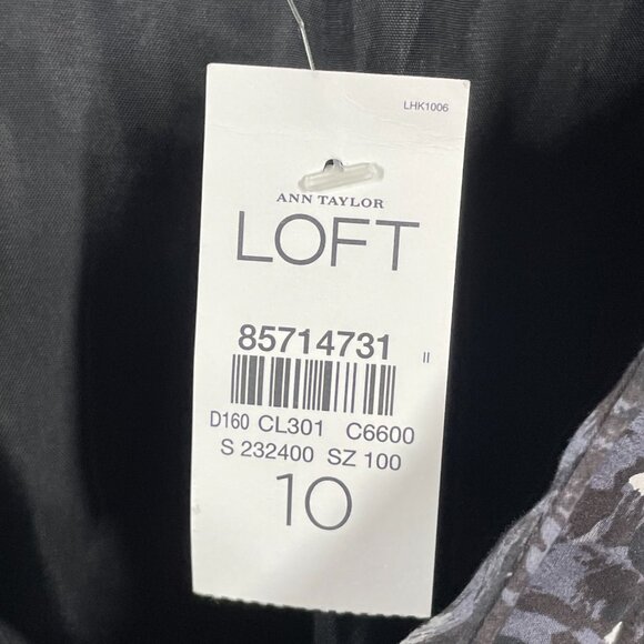 NEW Ann Taylor Loft Skirt Womens 10 black gray floral pencil straight - Picture 3 of 7
